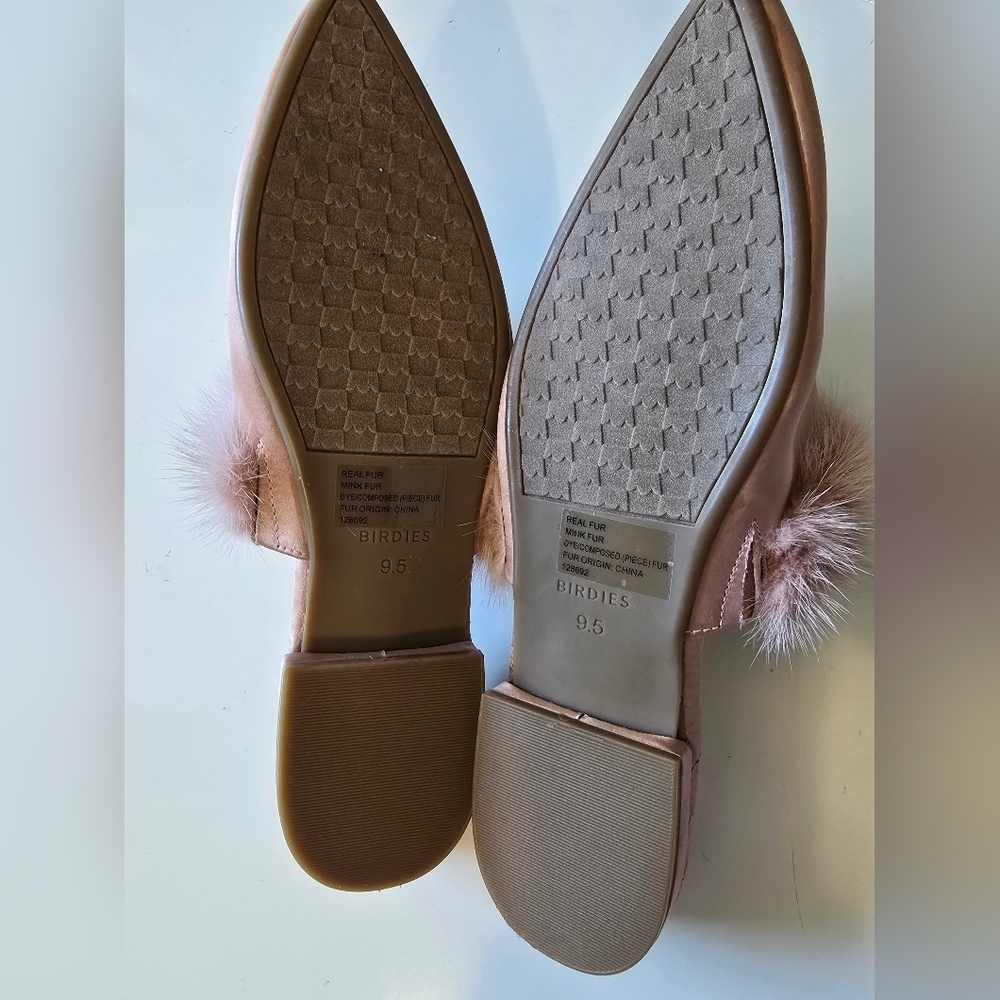 Birdie The Dove Mink Fur Slip-on Mule French Rose 9.5 - Picture 6 of 7